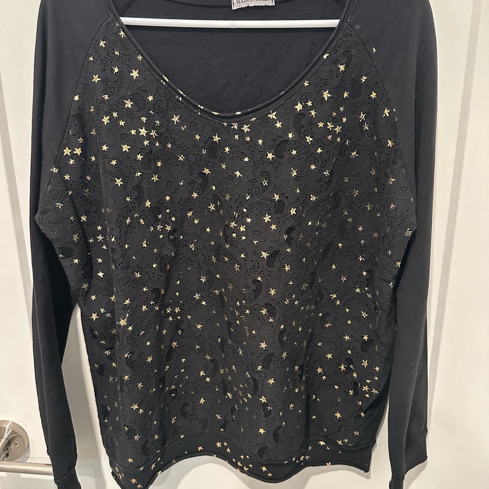 Elegant Black and Gold Star Women's Sweatshirt